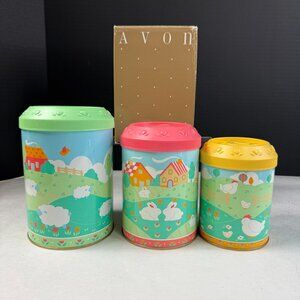 Vintage Avon Country Calico Nesting Canisters Set of 3